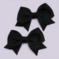 Black small school hair bow mini clips pair