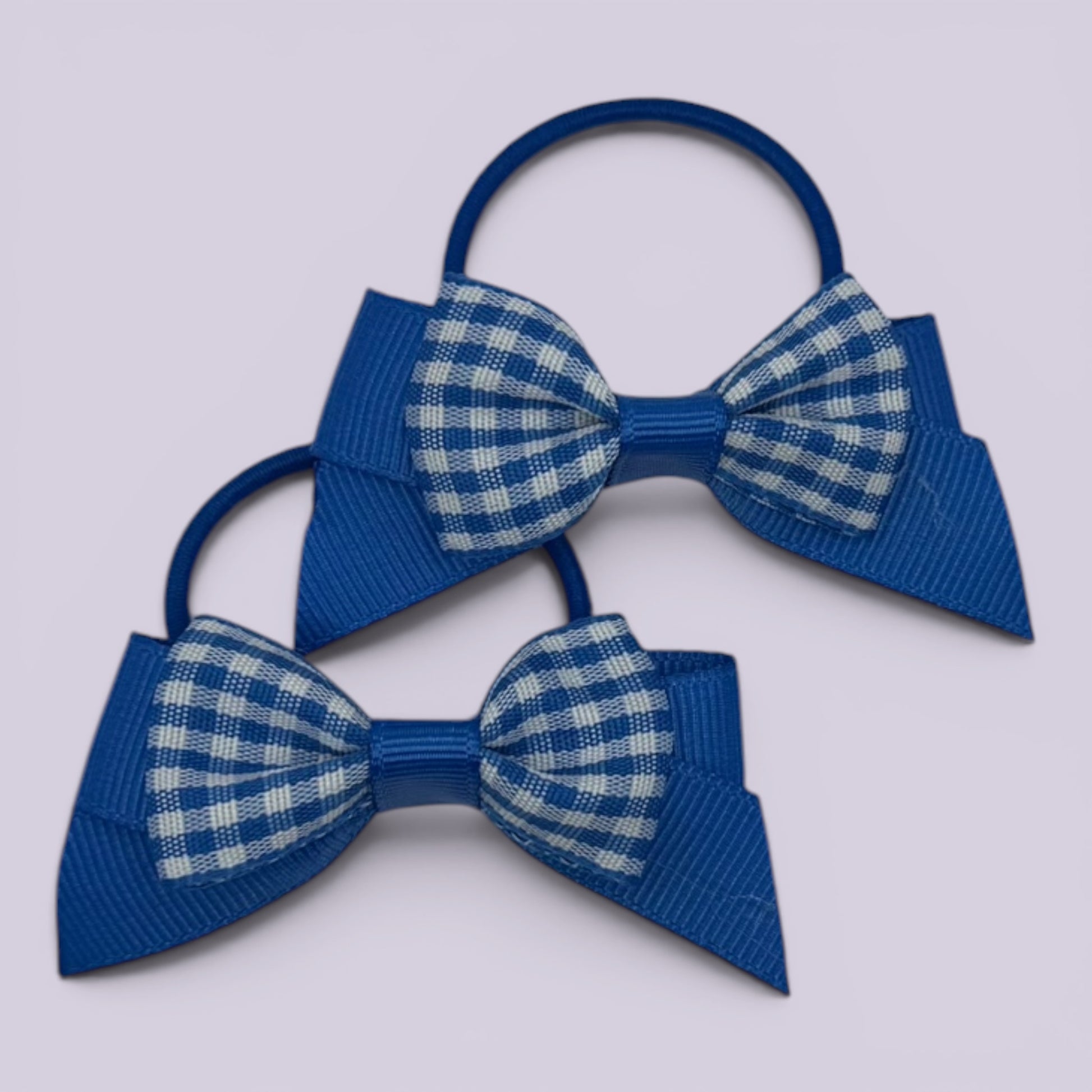 Royal blue gingham hair bow bobbles