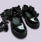 Black school uniform shoe bows
