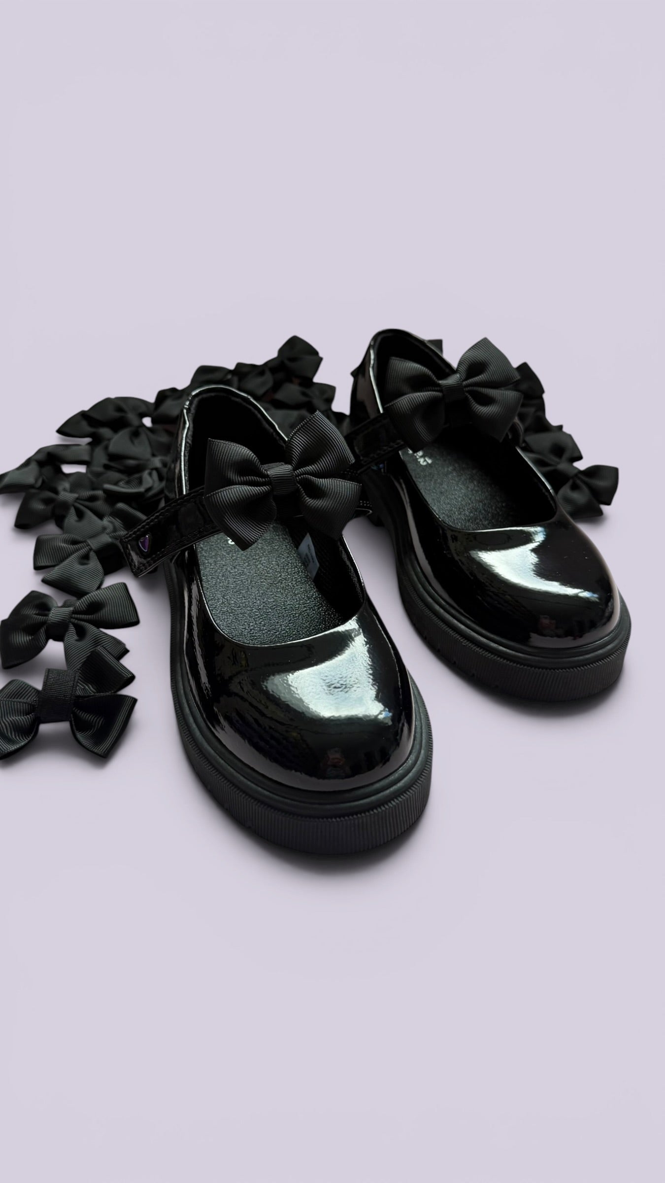 Black school uniform shoe bows