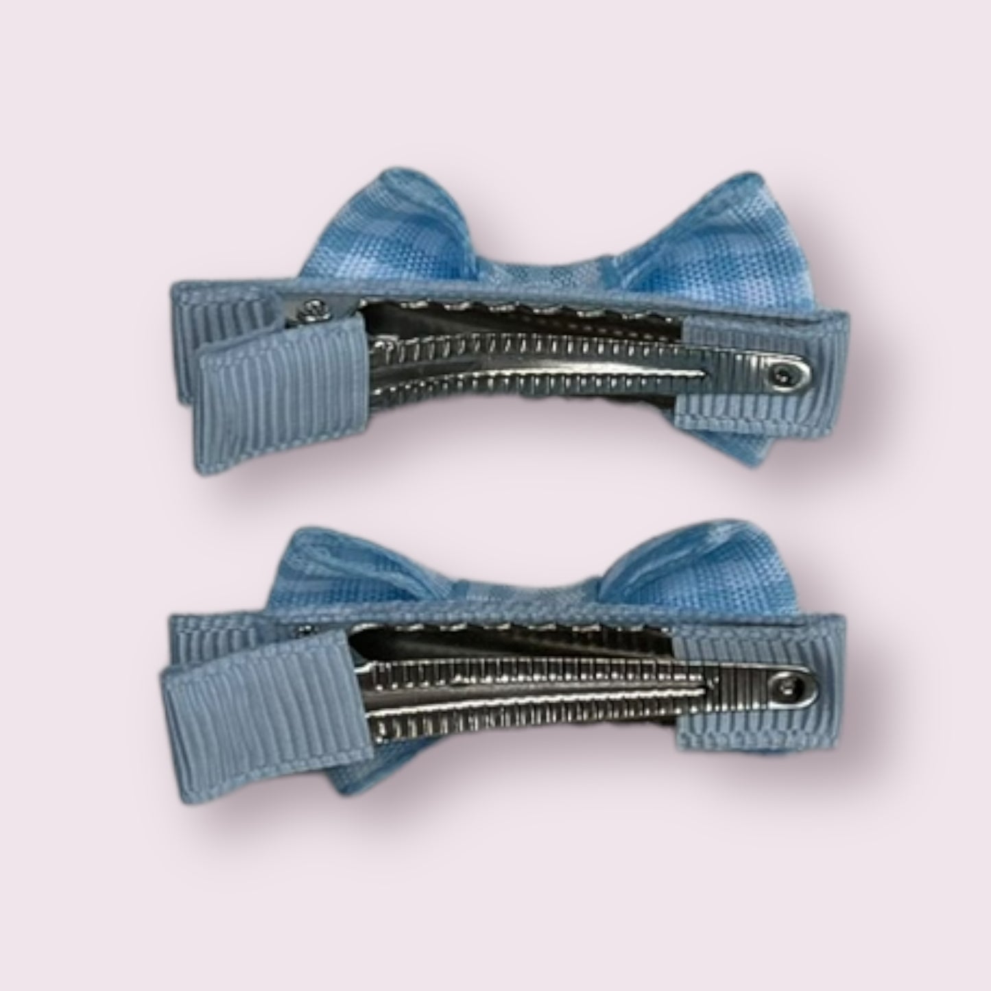 Summer Dress Blue Gingham 1.75" Mini Bowtie Clips