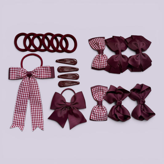 Burgundy Maroon | Ready for School Hair Accessories Bundle