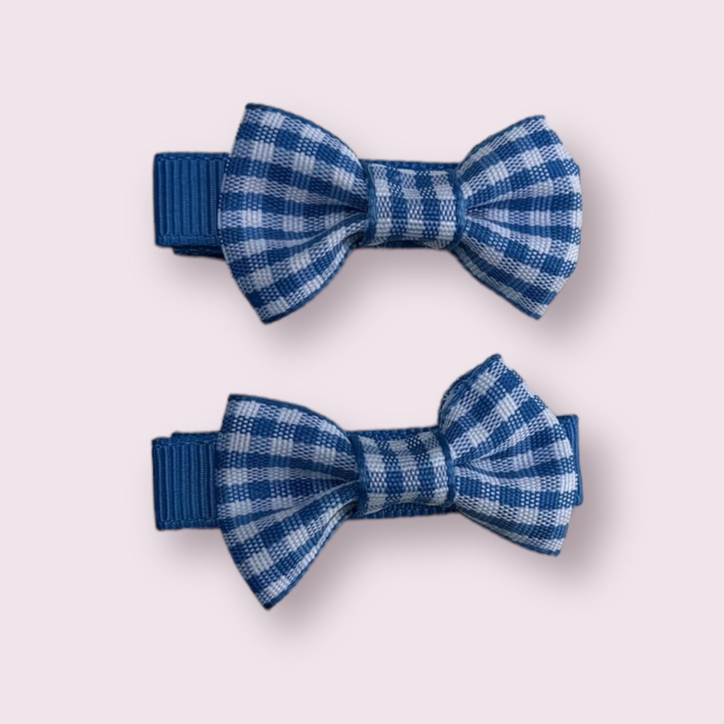 Royal Blue Gingham 1.75" Mini Bowtie Clips