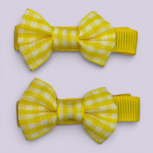 Zara | Yellow Gingham Mini Clips - School Hair Accessories UK