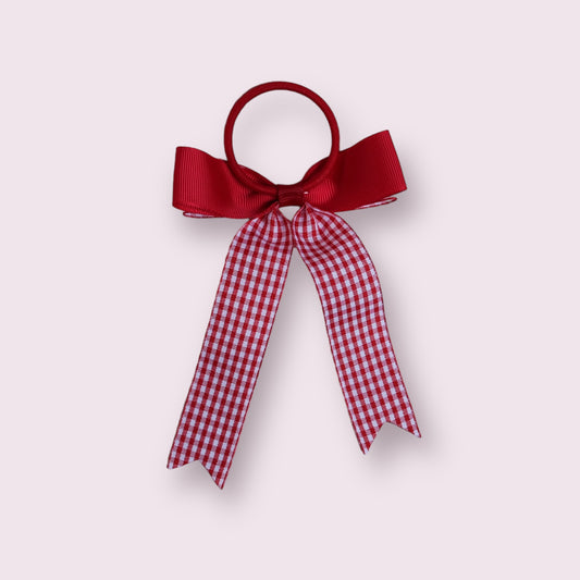 Red Gingham Tailed 4" Bow Bobble