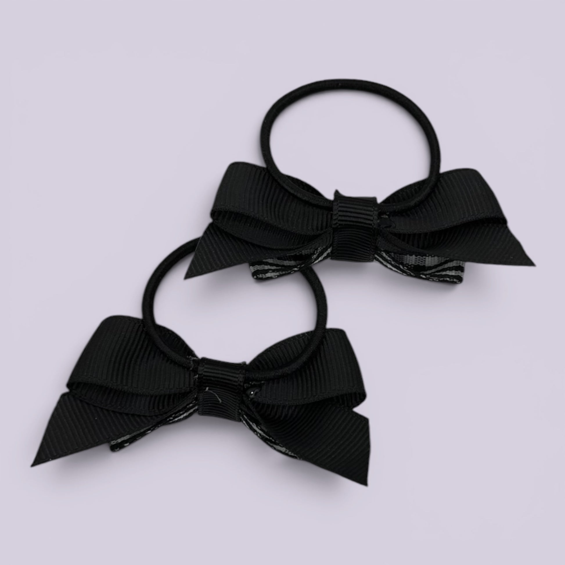 Black gingham bow bobbles pair