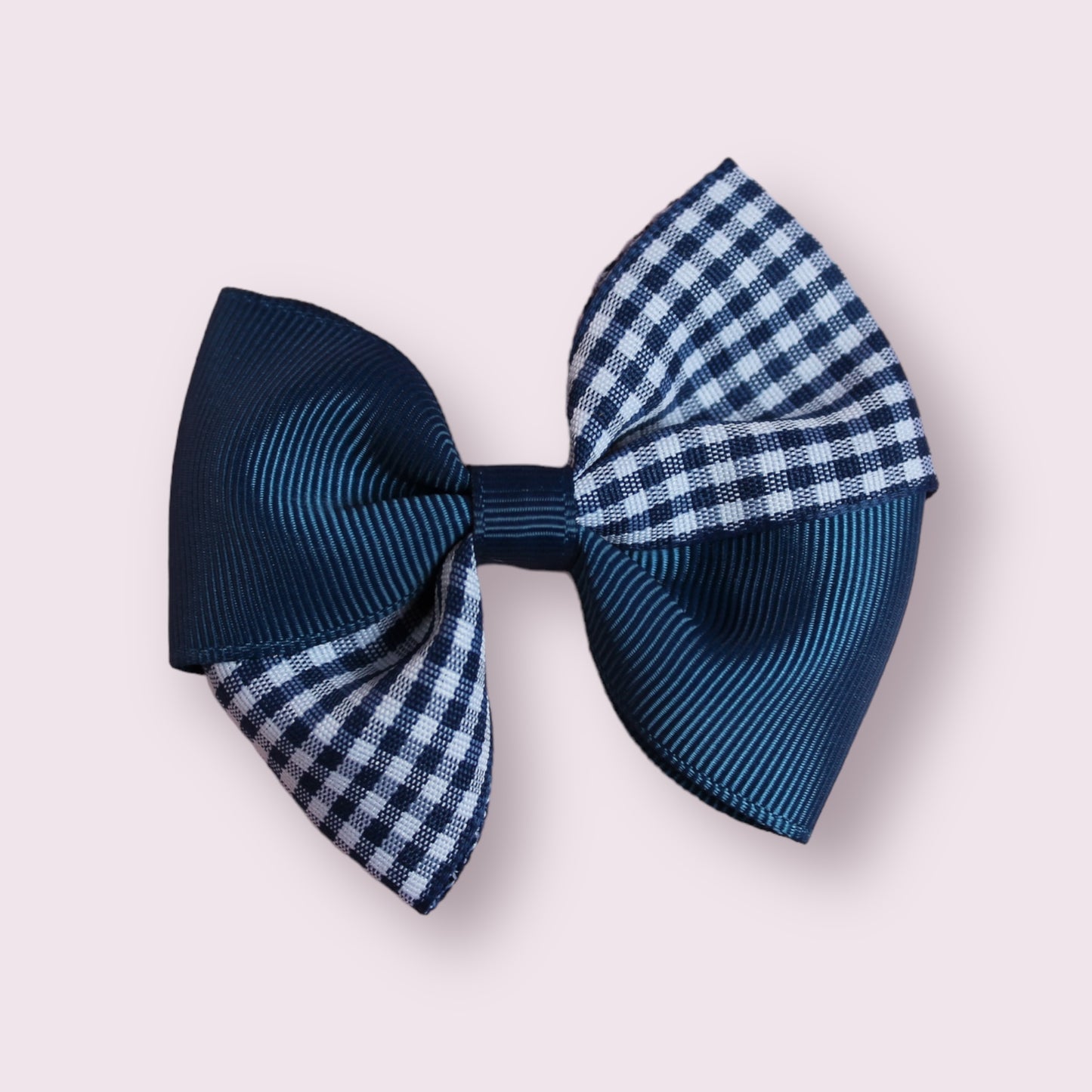 Navy Blue Gingham 3" Twisted Clip