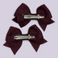 Burgundy maroon small bow mini clips for school hairstyles