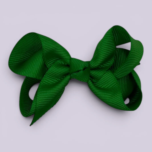 Emerald green small school hair bow clip