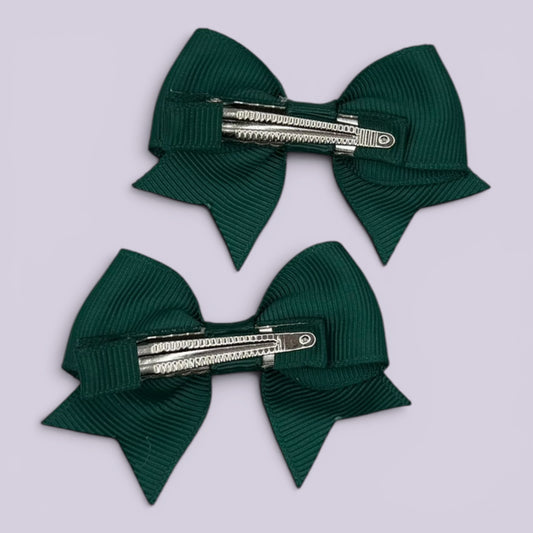 Iris | Hunter Bottle Green Small Bows Mini Clips
