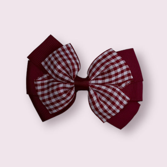 Burgundy Gingham 3" Pinwheel Clip