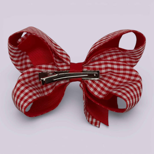 Darcie Gingham Large | Red Clip - School Hair Accessories UK
