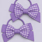 Juni | Lilac Gingham Small Double bow bobbles pair