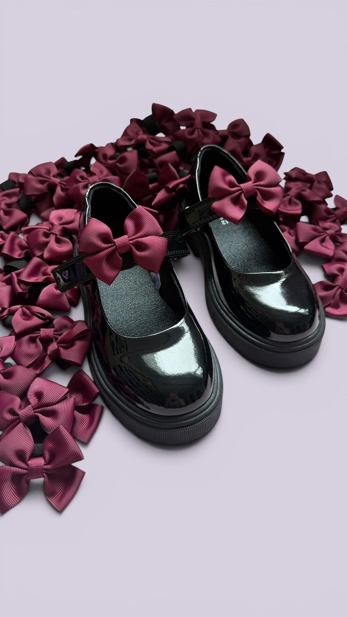 Burgundy maroon shoe bows for school uniform