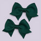 Hunter bottle green small school hair bow mini clips pair