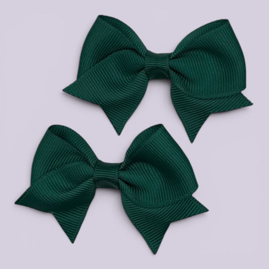 Iris | Hunter Bottle Green Small Bows Mini Clips