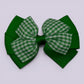 Emerald green gingham pinwheel school hair bow clip