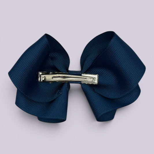 Novah | Navy Blue Hair Bow Clip