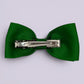 Emerald green gingham bowtie bow clip on card