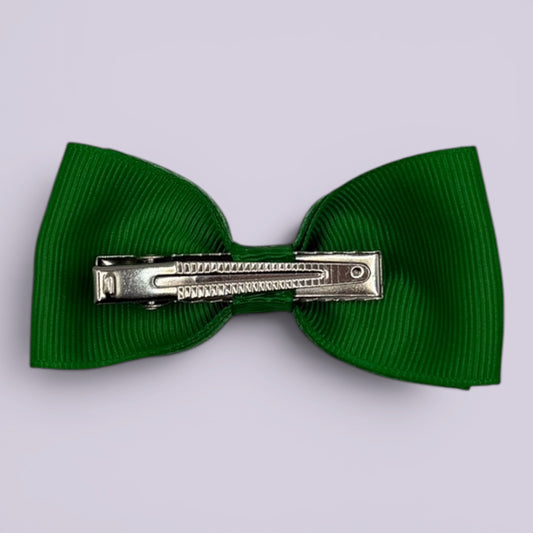 Emerald green gingham bowtie bow clip on card
