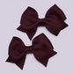 Burgundy maroon small school hair bow mini clips pair