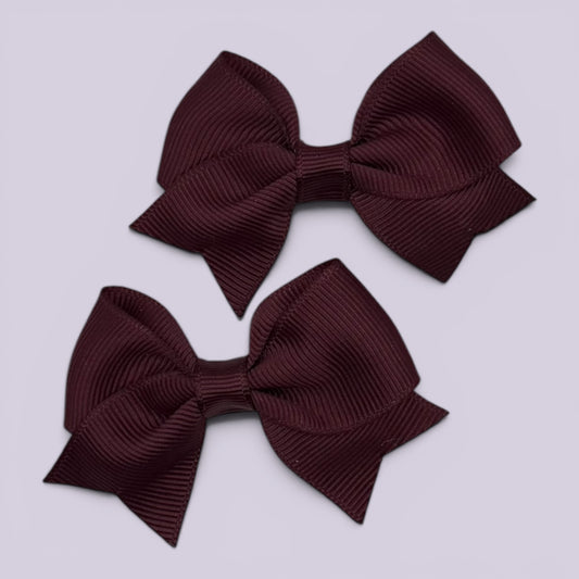Iris | Burgundy Maroon Small Bows Mini Clips