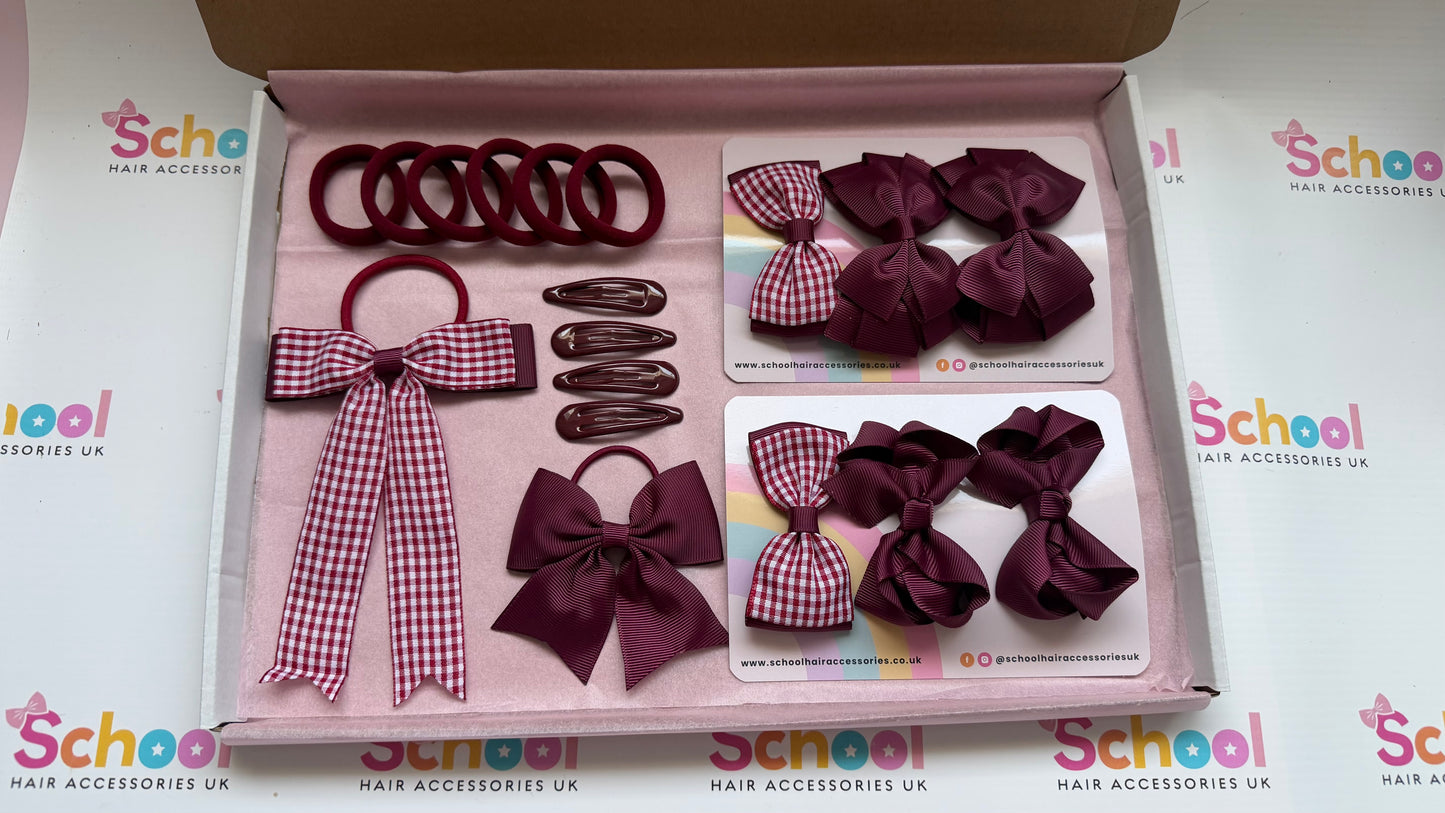 Burgundy Maroon | Ready for School Hair Accessories Bundle