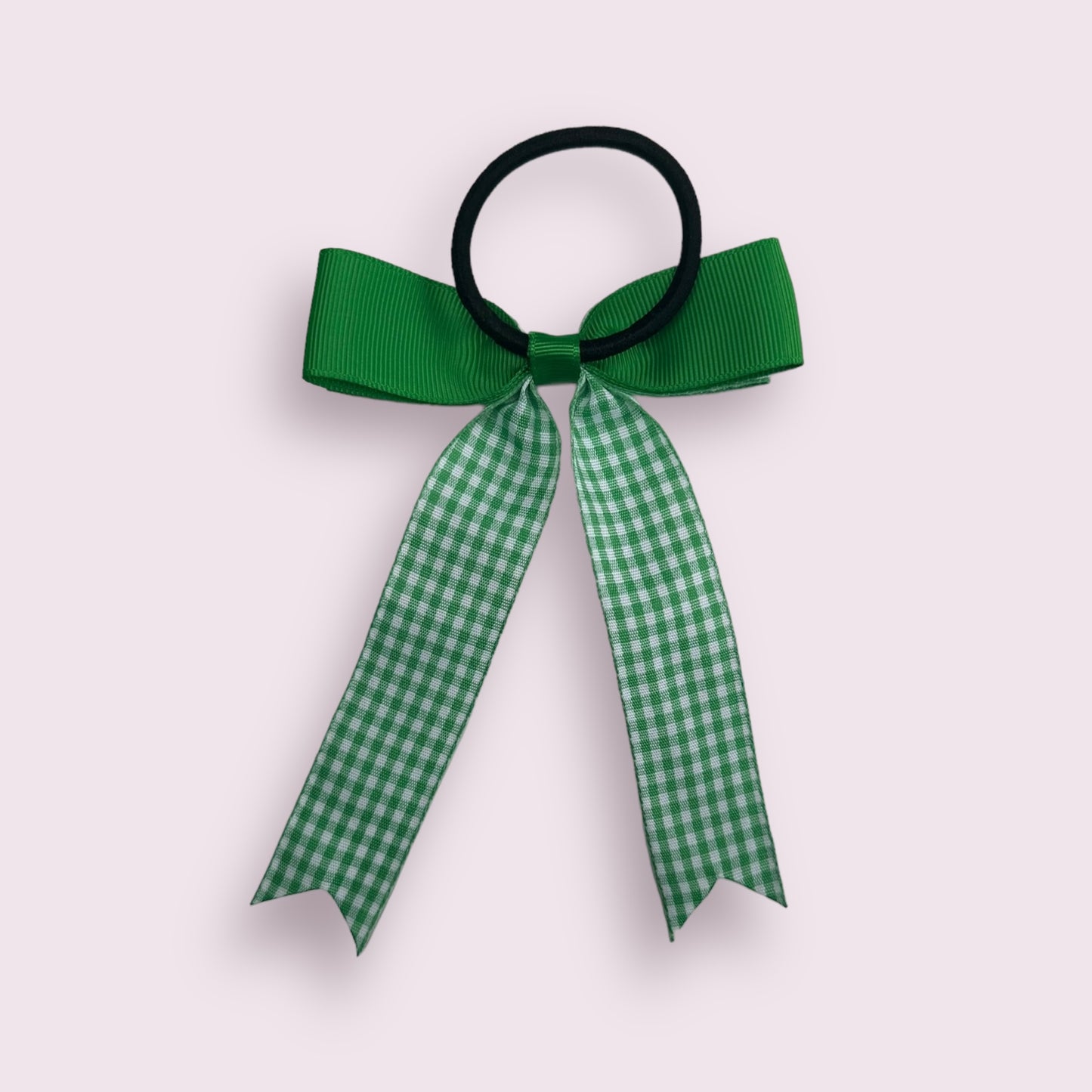 Emerald Green Gingham 4" Tailed Bobble