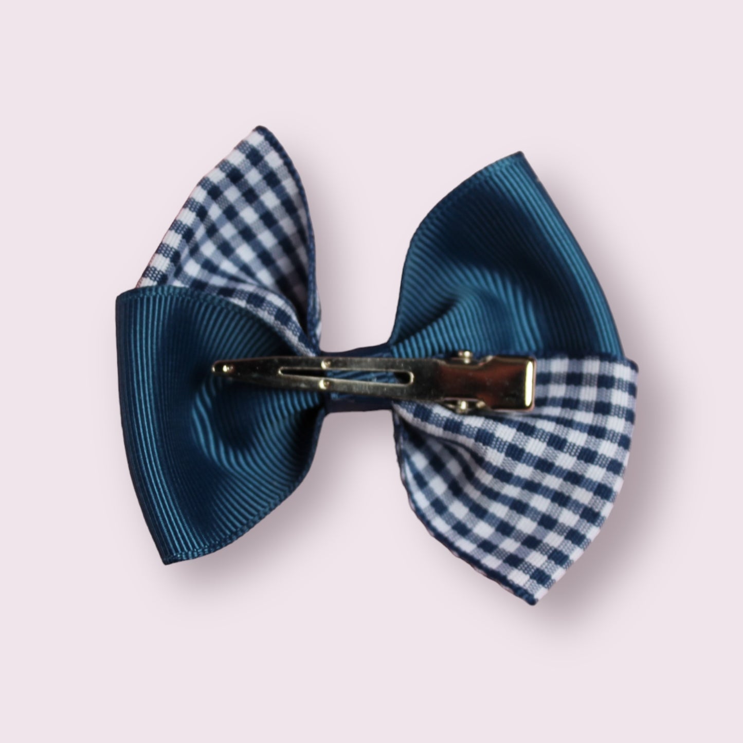 Navy Blue Gingham 3" Twisted Clip