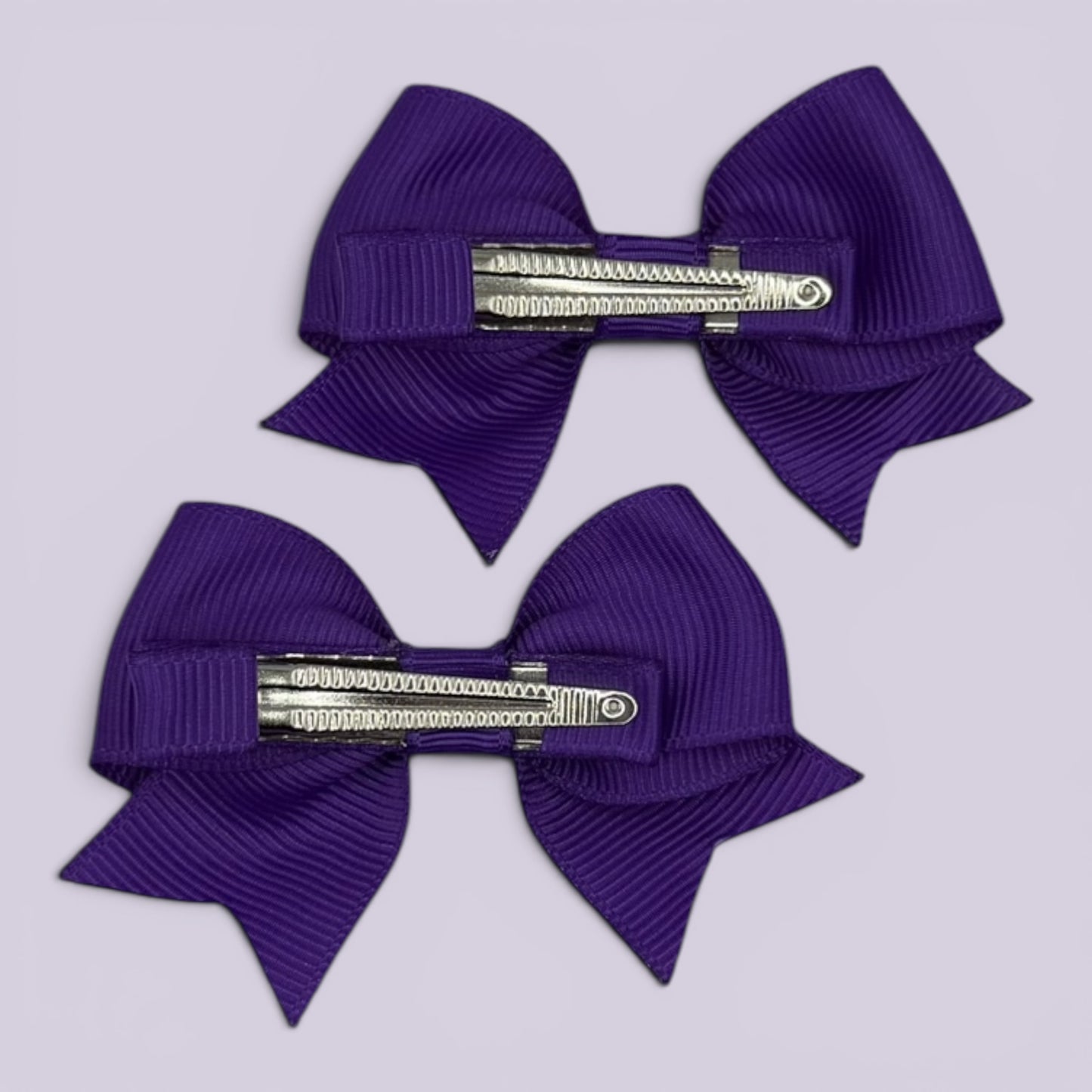 Purple small bow mini clips for school hairstyles