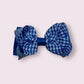 Royal Blue Gingham 3" Double Bow Clip