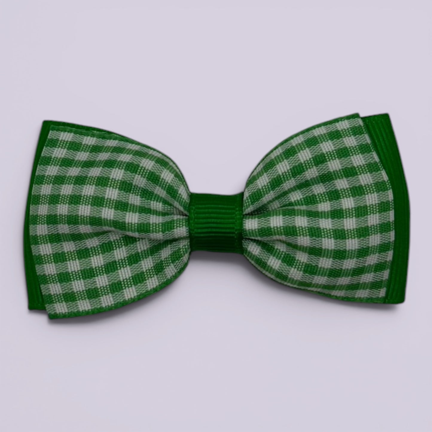 Emerald green gingham bowtie school hair bow clip