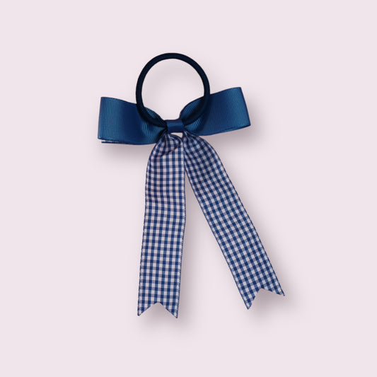 Royal Blue Gingham 4" Tailed Bobble