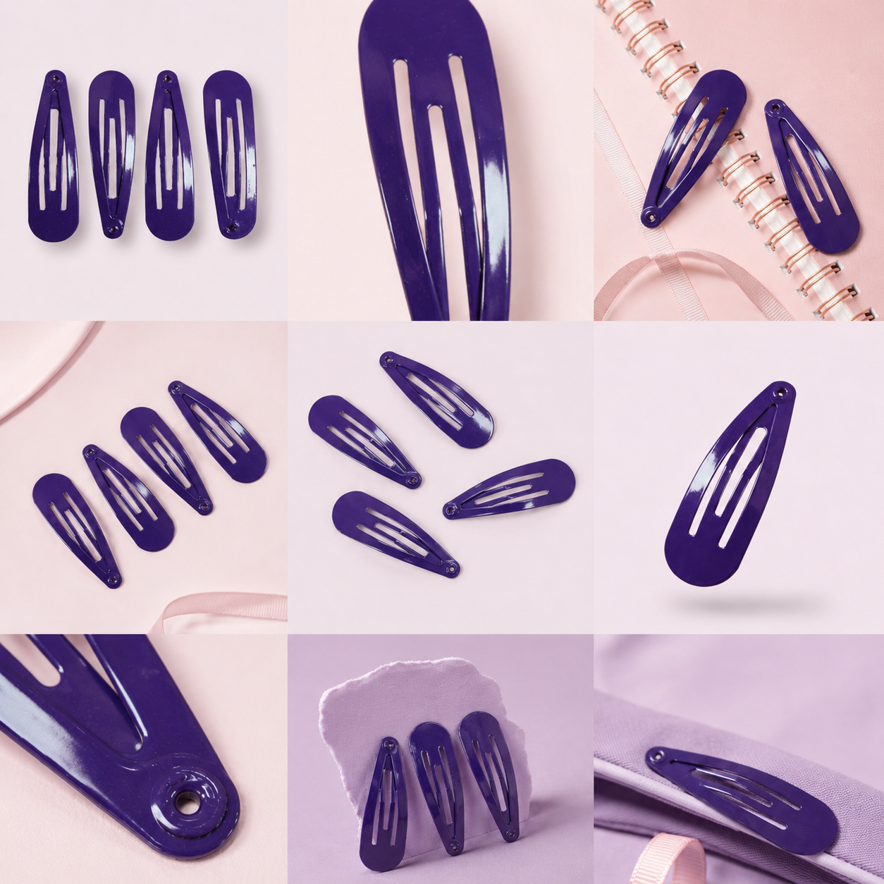 Purple school snap hair clips