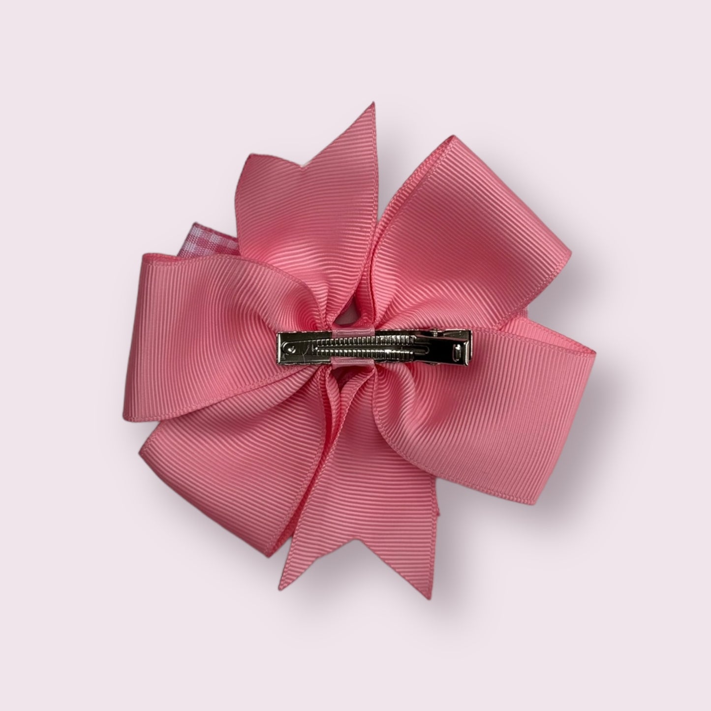 Pink Gingham 4" Double Pinwheel Clip