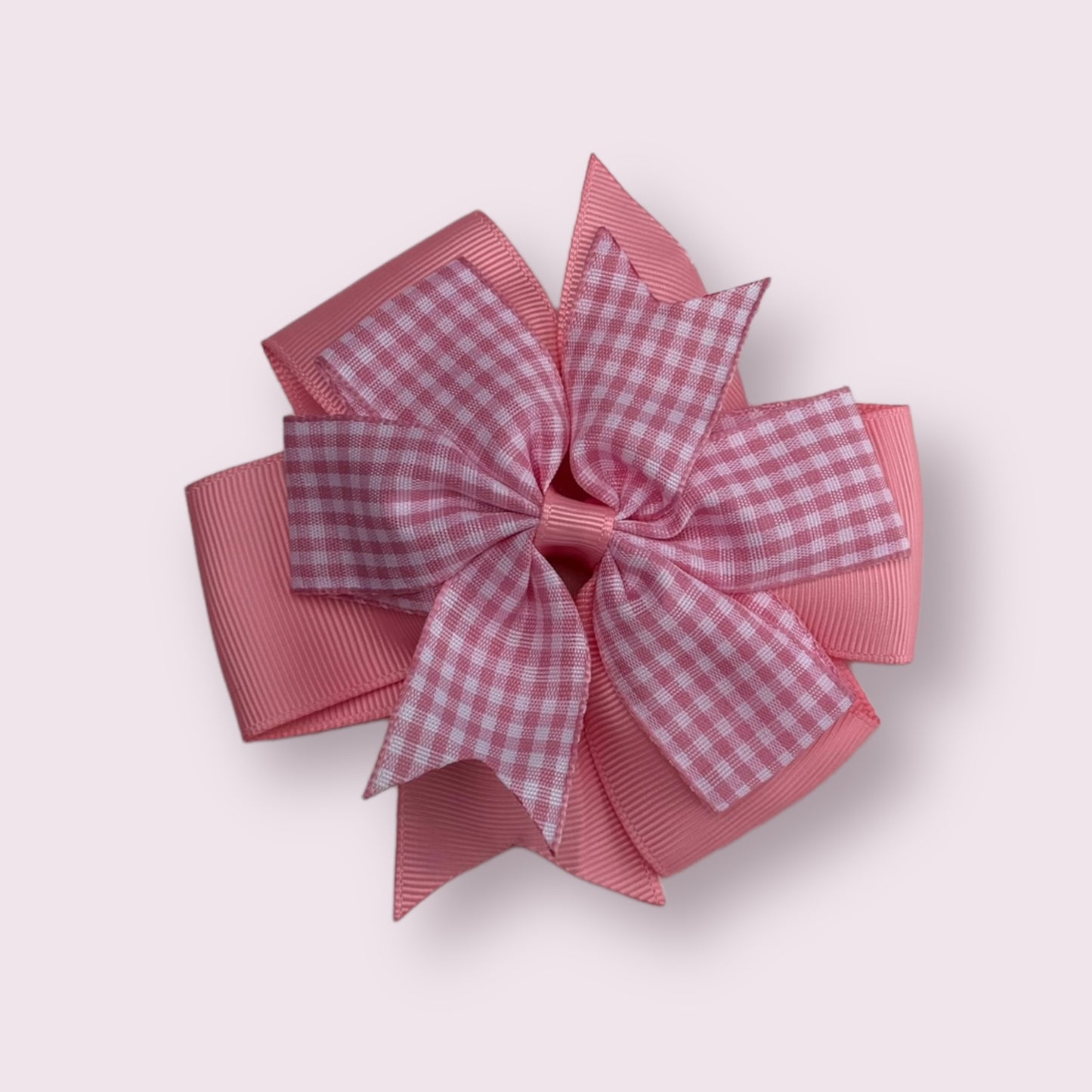 Pink Gingham 4" Double Pinwheel Clip