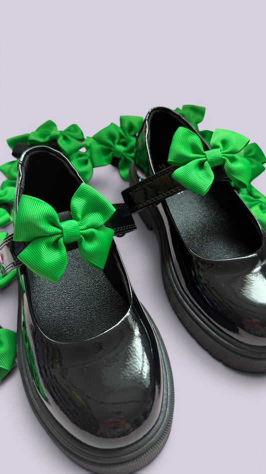 Emerald green school uniform shoe bows