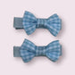 Summer Dress Blue Gingham 1.75" Mini Bowtie Clips