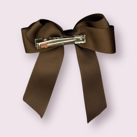 Brown 3.5" Tailed Clip Bow