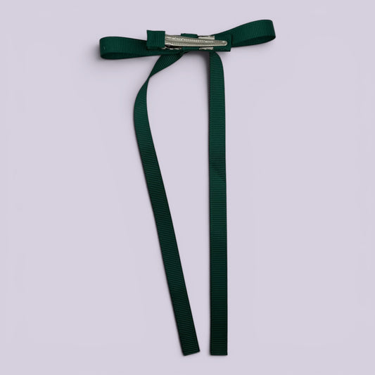 Sophie | Hunter Bottle Green Large Tailed Bow Clip