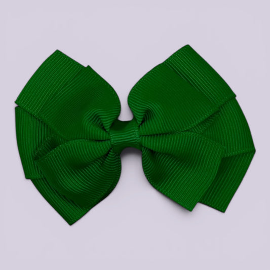 Emerald green pinwheel school hair bow clip