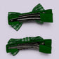 Emerald green gingham mini bow clips on card