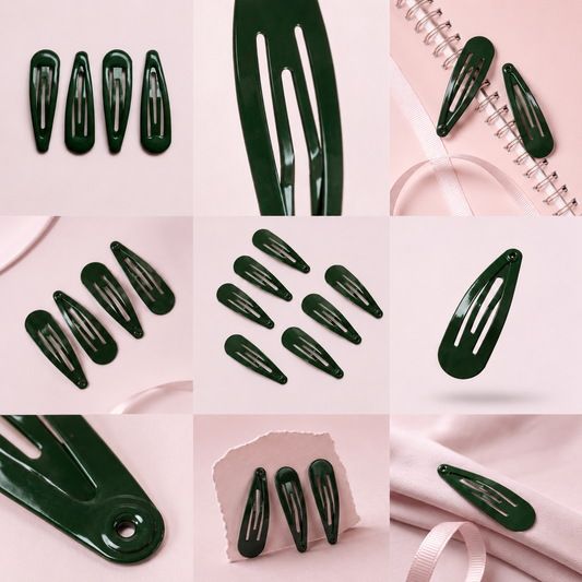 Hunter bottle green school snap hair clips