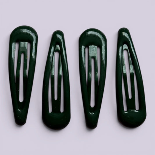Hunter bottle green snap hair clips on card