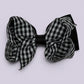 Black gingham double bow school hair clip