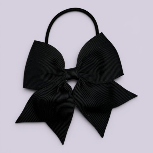 Black four tailed school hair bow bobble