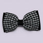Black gingham bowtie school hair bow clip