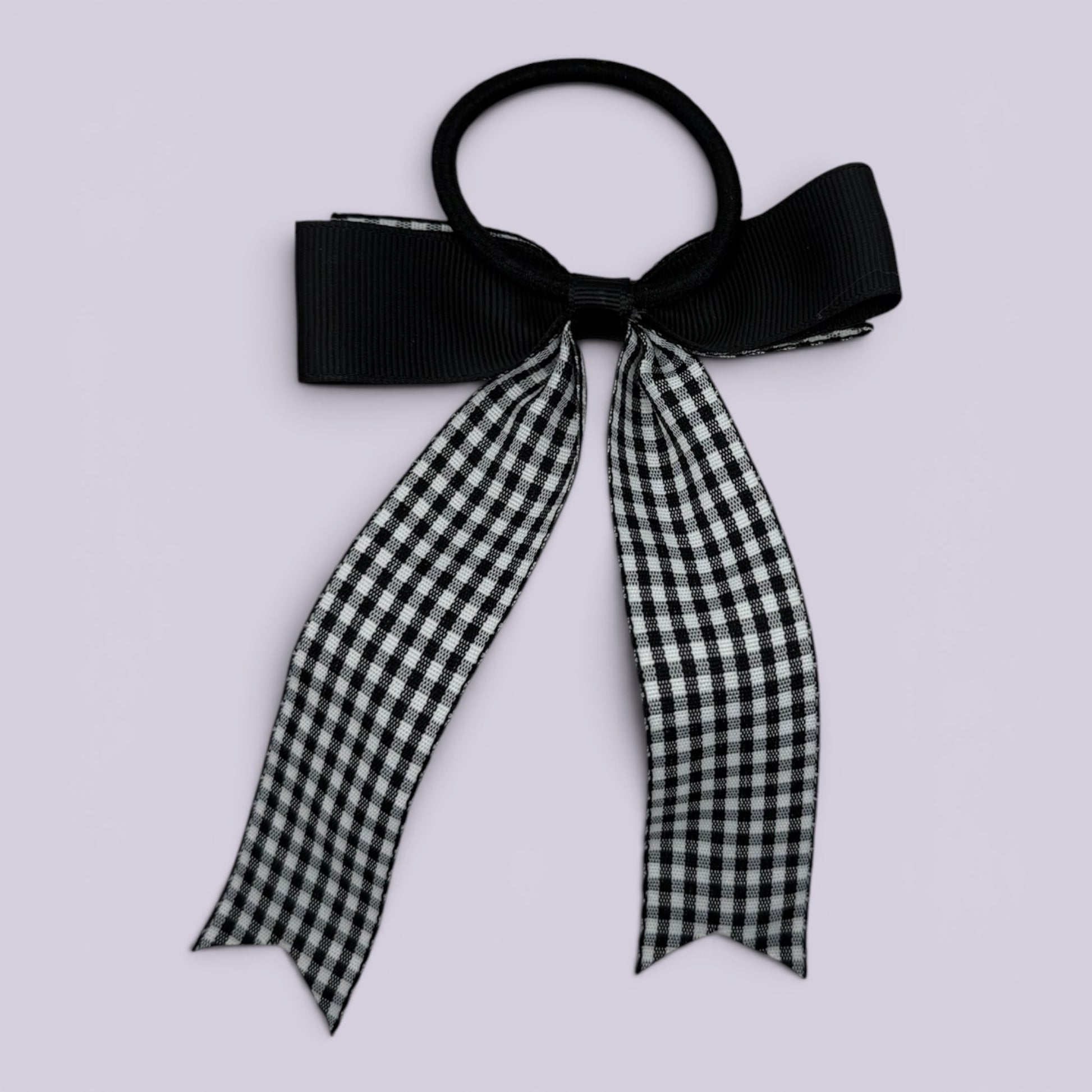Black gingham bow bobble on card