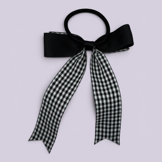 Black gingham bow bobble on card