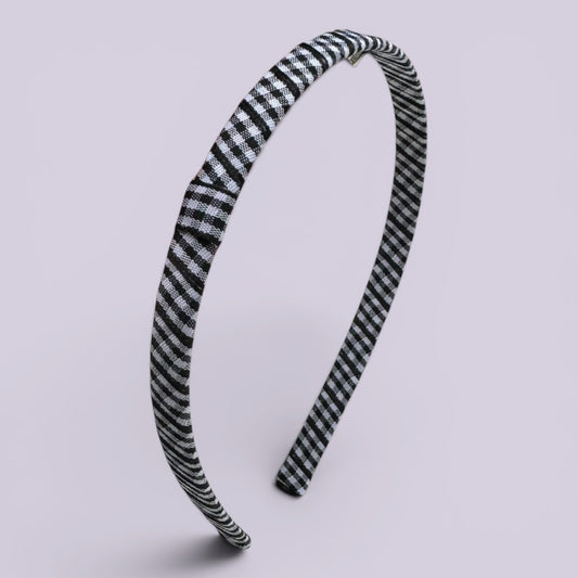 Black gingham school hair headband